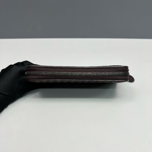 Bottega Veneta Intrecciato Zip Around Wallet Lambskin Intrecciato Nappa Espresso Brown