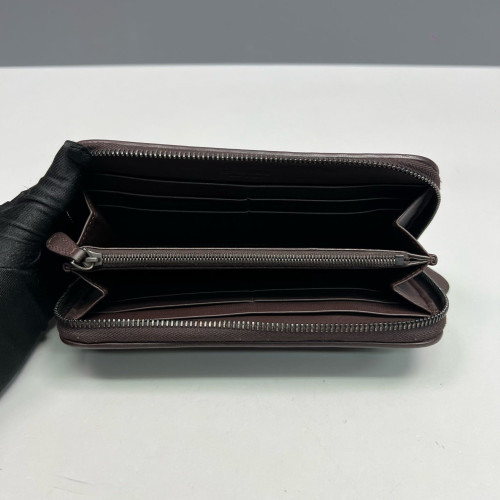 Bottega Veneta Intrecciato Zip Around Wallet Lambskin Intrecciato Nappa Espresso Brown
