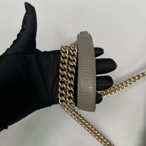 Gucci Small Interlocking G Top Handle Shoulder Bag Grained Calfskin Grey