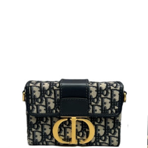 Dior 30 Montaigne Mini Box Bag Oblique Navy Beige Black