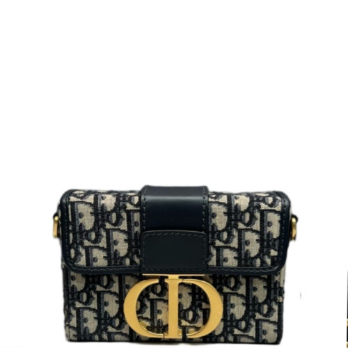 Dior 30 Montaigne Mini Box Bag Oblique Navy Beige Black