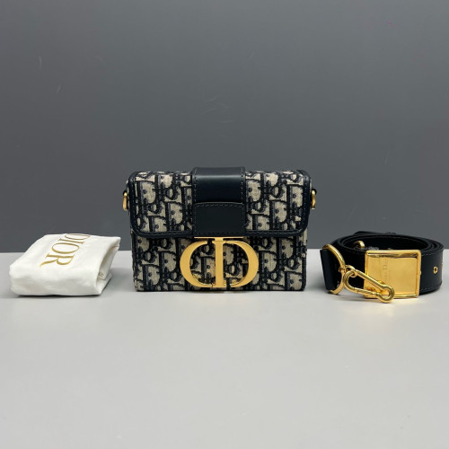 Dior 30 Montaigne Mini Box Bag Oblique Navy Beige Black
