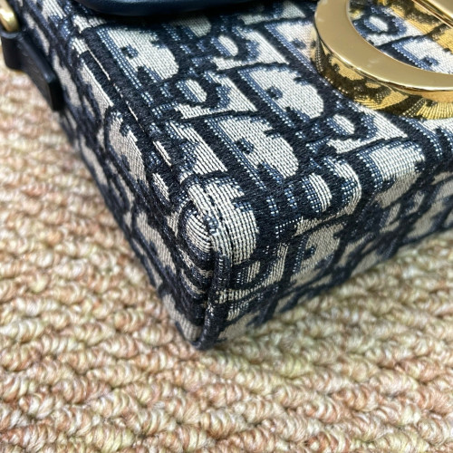 Dior 30 Montaigne Mini Box Bag Oblique Navy Beige Black