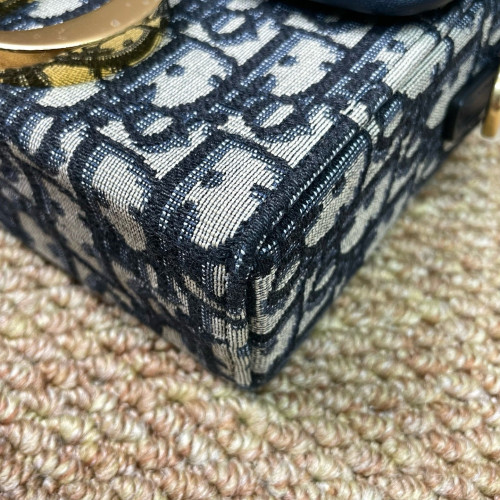 Dior 30 Montaigne Mini Box Bag Oblique Navy Beige Black