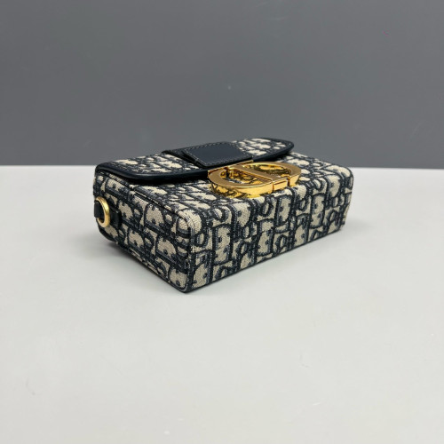 Dior 30 Montaigne Mini Box Bag Oblique Navy Beige Black