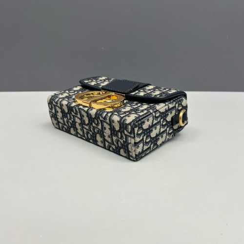 Dior 30 Montaigne Mini Box Bag Oblique Navy Beige Black