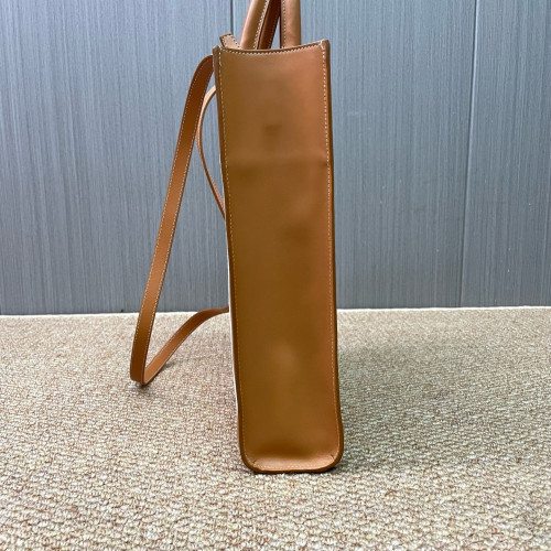 Celine Small Vertical Cabas Canvas Calfskin White Brown