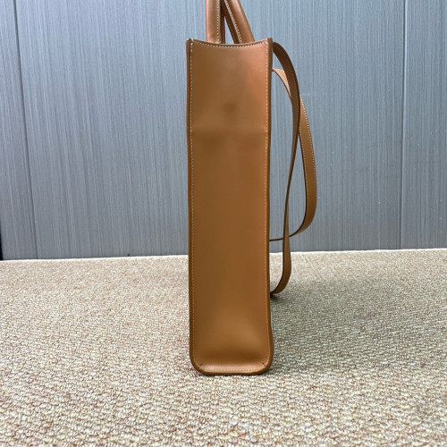 Celine Small Vertical Cabas Canvas Calfskin White Brown