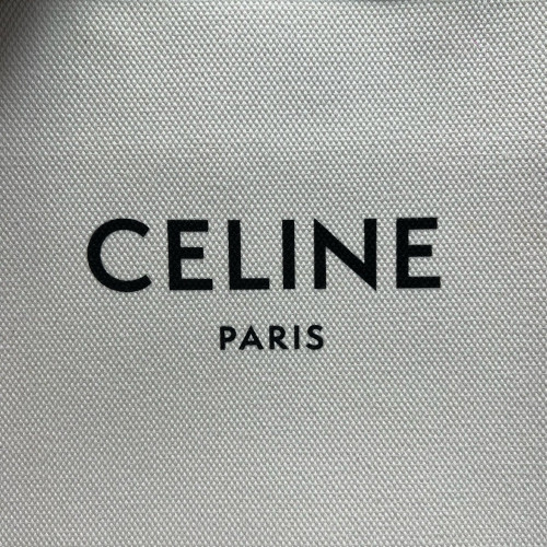 Celine Small Vertical Cabas Canvas Calfskin White Brown