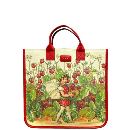 Gucci Tote Bag Calfskin Red White Green