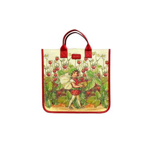 Gucci Tote Bag Calfskin Red White Green