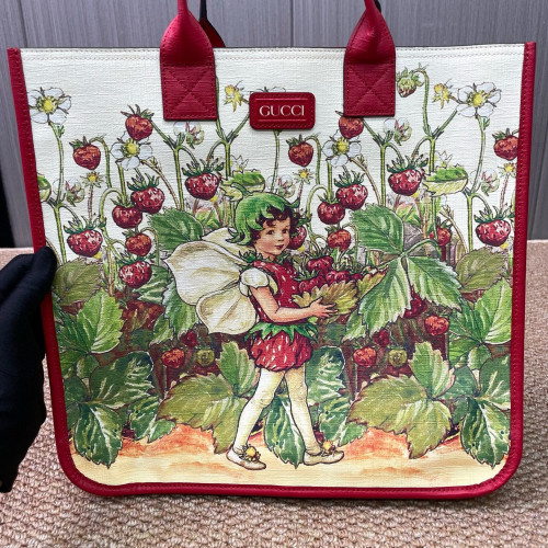 Gucci Tote Bag Calfskin Red White Green
