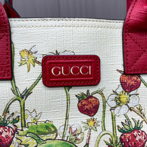 Gucci Tote Bag Calfskin Red White Green