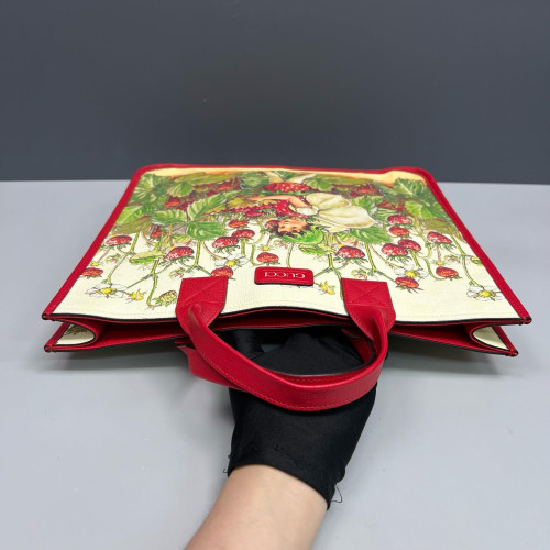 Gucci Tote Bag Calfskin Red White Green
