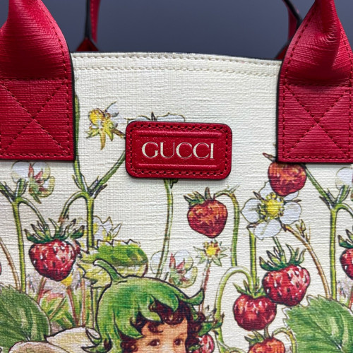 Gucci Tote Bag Calfskin Red White Green