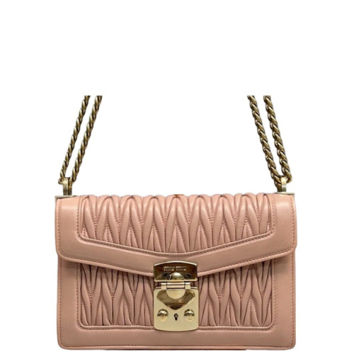 Miu Miu Matelasse Flap Bag Lambskin Pink