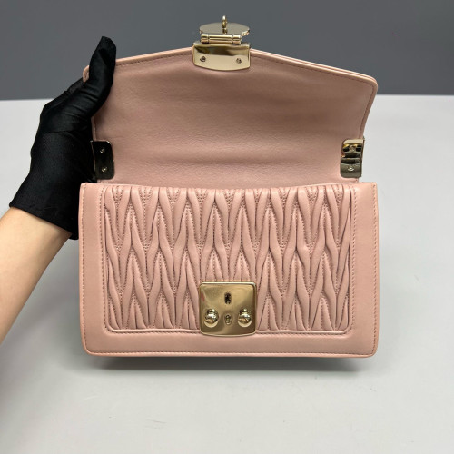 Miu Miu Matelasse Flap Bag Lambskin Pink