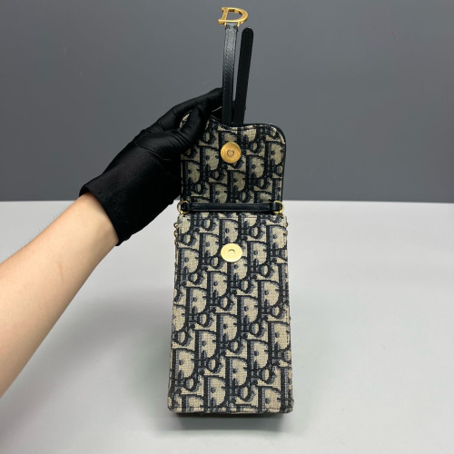 Dior Saddle Phone Holder Oblique Blue