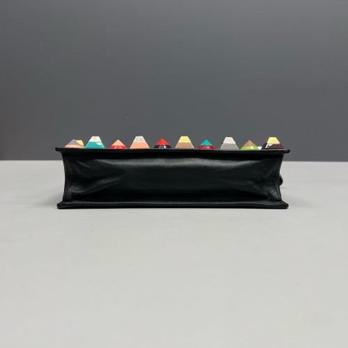 Fendi Studded Crossbody Bag Calfskin Black Rainbow