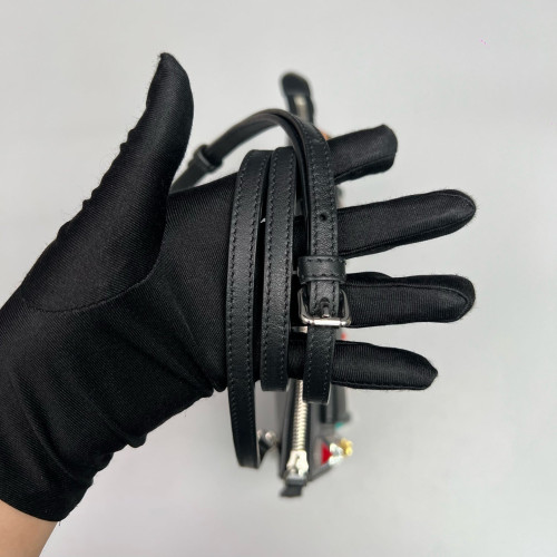 Fendi Studded Crossbody Bag Calfskin Black Rainbow