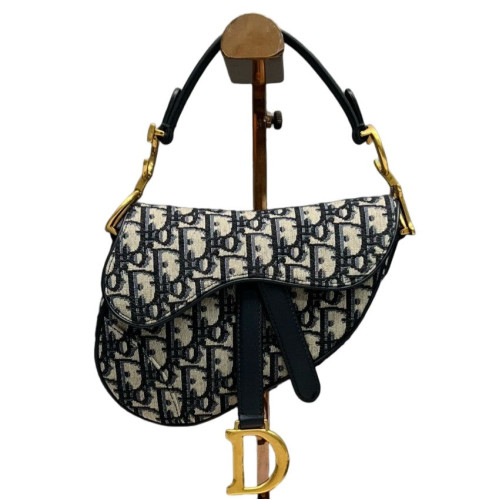 Dior Cannage Stitch Small Saddle Bag Oblique Blue