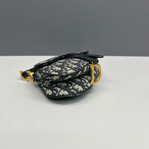 Dior Cannage Stitch Small Saddle Bag Oblique Blue