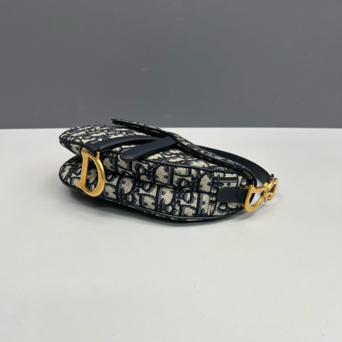 Dior Cannage Stitch Small Saddle Bag Oblique Blue