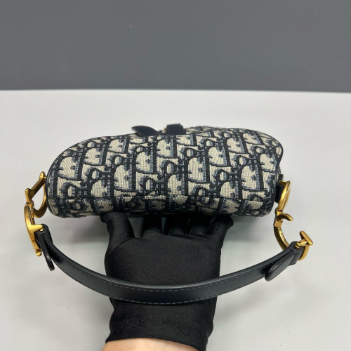 Dior Cannage Stitch Small Saddle Bag Oblique Blue
