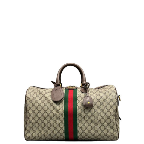 Gucci Duffle Bag GG Supreme Monogram Beige Brown Green