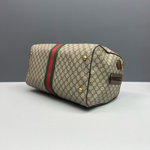Gucci Duffle Bag GG Supreme Monogram Beige Brown Green