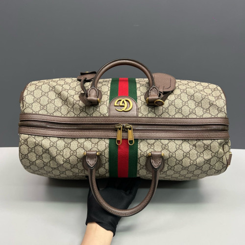 Gucci Duffle Bag GG Supreme Monogram Beige Brown Green