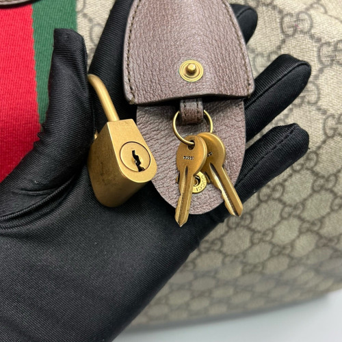 Gucci Duffle Bag GG Supreme Monogram Beige Brown Green