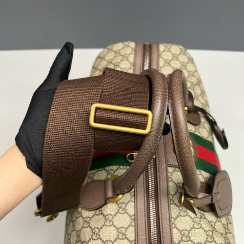 Gucci Duffle Bag GG Supreme Monogram Beige Brown Green