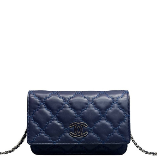Chanel Diamond Stitch Wallet On Chain Calfskin Dark Blue Chanel Diamond Stitch Wallet On Chain Calfskin Dark Blue