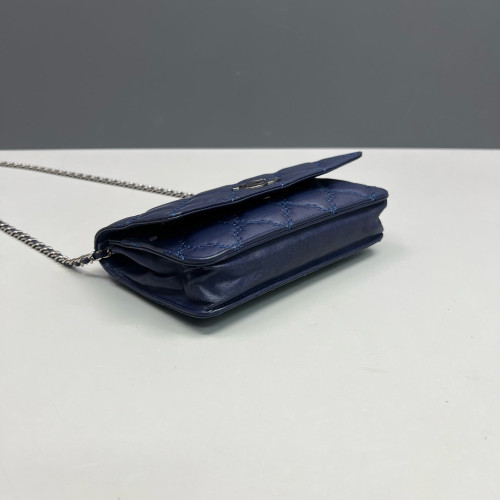 Chanel Diamond Stitch Wallet On Chain Calfskin Dark Blue Chanel Diamond Stitch Wallet On Chain Calfskin Dark Blue