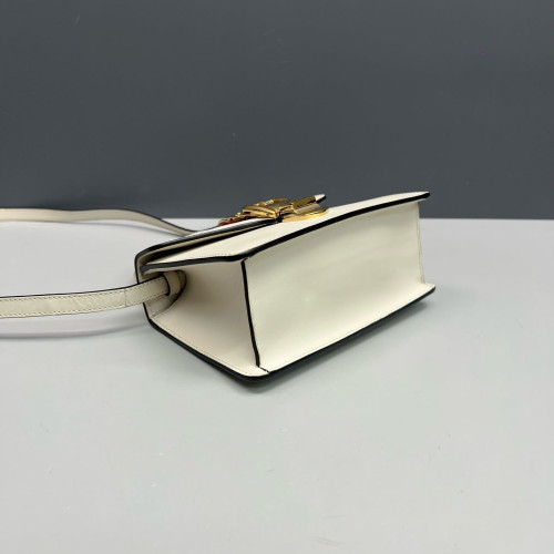 Gucci Web Mini Sylvie Top Handle Calfskin White Gucci Web Mini Sylvie Top Handle Calfskin White