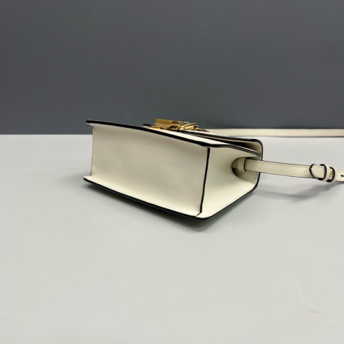 Gucci Web Mini Sylvie Top Handle Calfskin White Gucci Web Mini Sylvie Top Handle Calfskin White