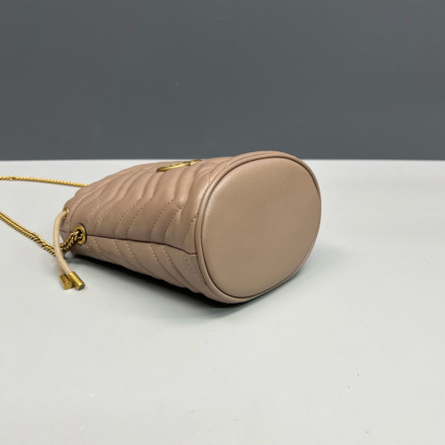 Gucci Matelasse Mini GG Marmont Bucket Bag Calfskin Natural Tan
