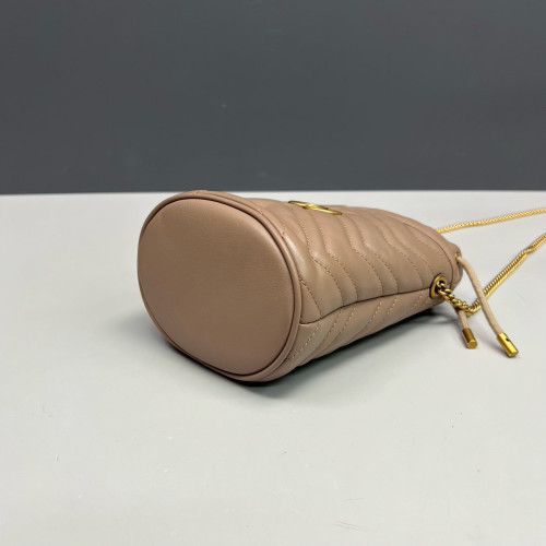 Gucci Matelasse Mini GG Marmont Bucket Bag Calfskin Natural Tan
