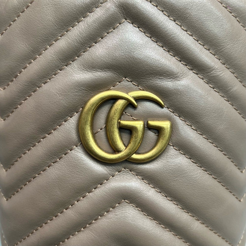 Gucci Matelasse Mini GG Marmont Bucket Bag Calfskin Natural Tan