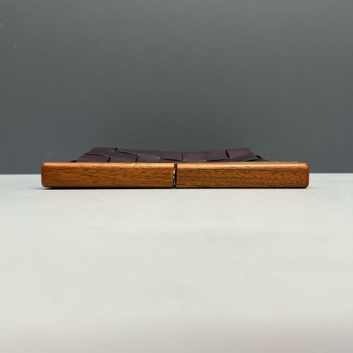Bottega Veneta Clutch Lambskin Maxi Intrecciato Wood Burgundy