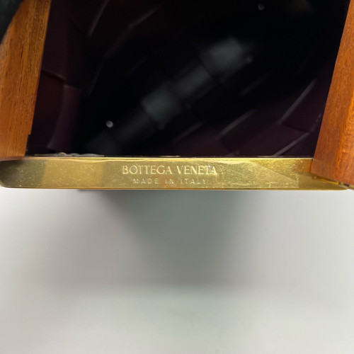 Bottega Veneta Clutch Lambskin Maxi Intrecciato Wood Burgundy