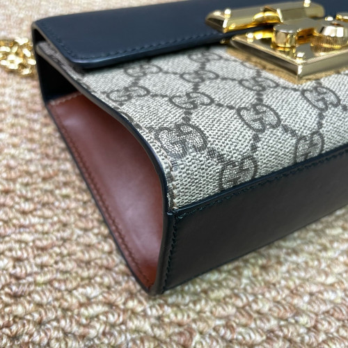 Gucci Small Padlock Shoulder Bag GG Monogram Black Brown Beige