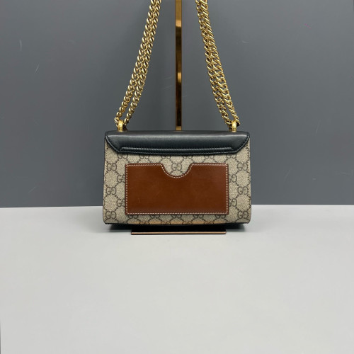 Gucci Small Padlock Shoulder Bag GG Monogram Black Brown Beige