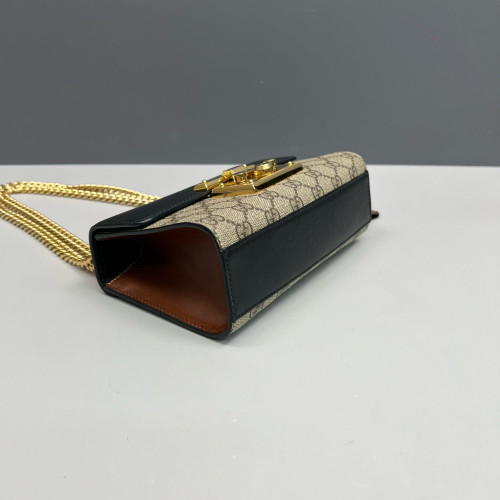 Gucci Small Padlock Shoulder Bag GG Monogram Black Brown Beige