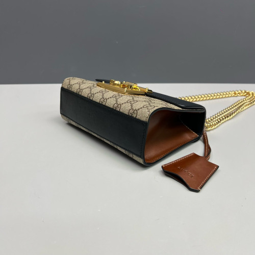 Gucci Small Padlock Shoulder Bag GG Monogram Black Brown Beige