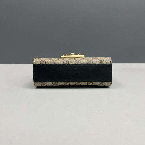 Gucci Small Padlock Shoulder Bag GG Monogram Black Brown Beige
