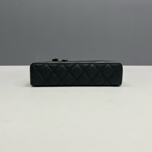 Chanel Quilted Top Handle Slim Vanity Case With Chain Grained Calfskin Black