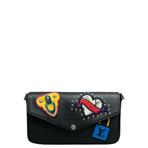 Louis Vuitton Pochette Felicie Chain Wallet Epi Black