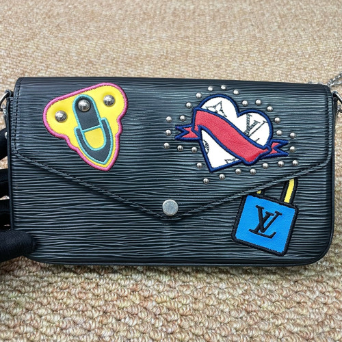 Louis Vuitton Pochette Felicie Chain Wallet Epi Black